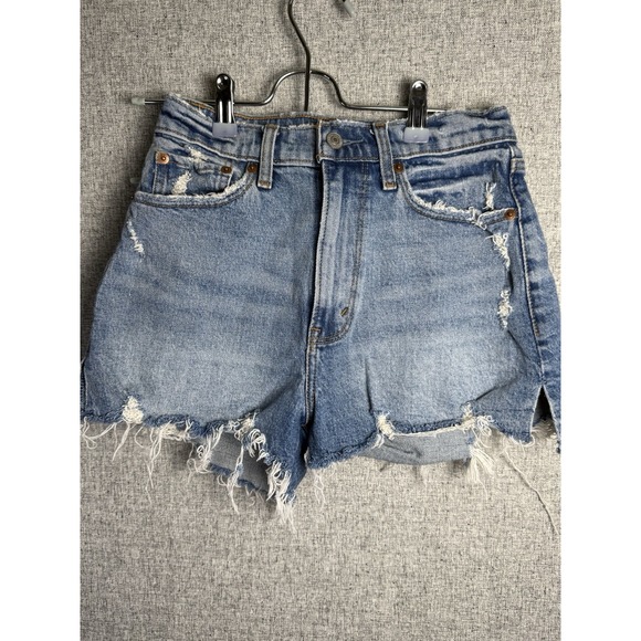 Abercrombie & Fitch Pants - ABERCROMBIE & FITCH The Mom High Rise Denim Cut Off Distressed Shorts 25 0 XS